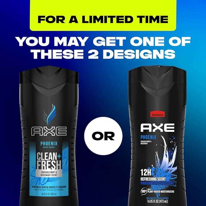 AXE Crushed Mint & Rosemary Body Wash Phoenix 4 Count 12h Refreshing Scent Men's Body Wash with 100% Plant-Based Moisturizers 16 oz - Image 2