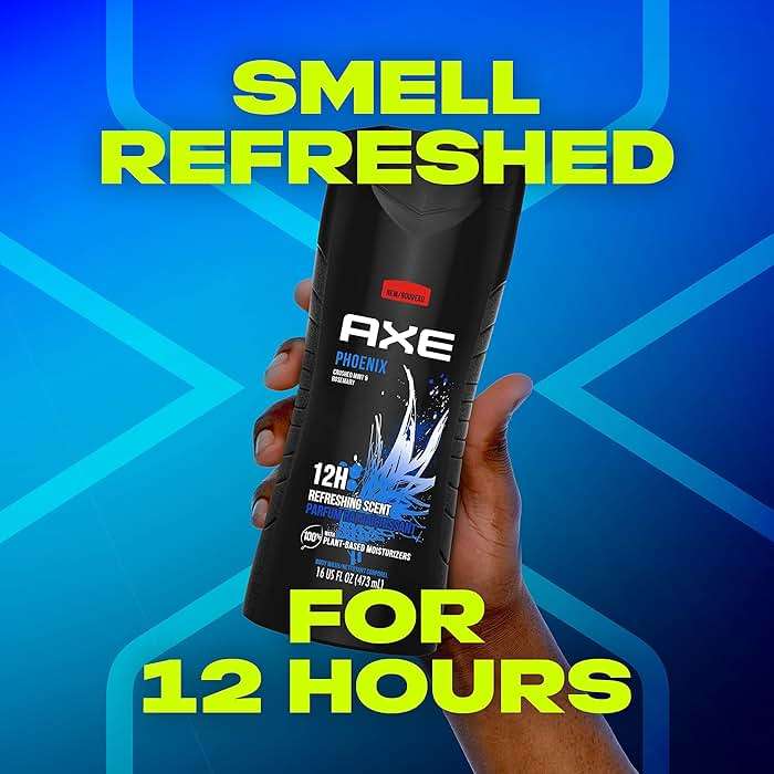AXE Crushed Mint & Rosemary Body Wash Phoenix 4 Count 12h Refreshing Scent Men's Body Wash with 100% Plant-Based Moisturizers 16 oz - Image 6