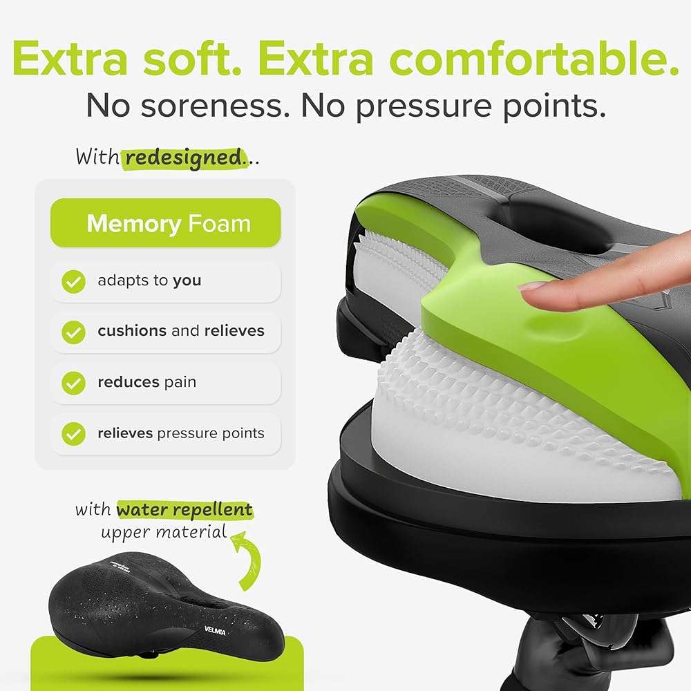 VELMIA Bicycle Saddle - Comfortable Saddle for Men and Women - 3 Zone Concept - Waterproof Bicycle Seat with Ergonomic Design - Image 2