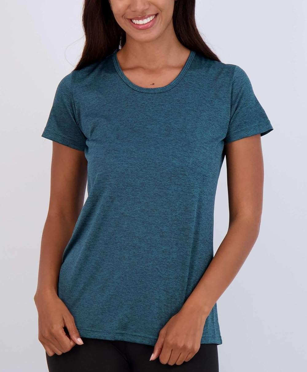 Real Essentials 5 Pack: Women's Short Sleeve T-Shirts Workout Tops Fitness Pilates Gym Activewear Athletic (Plus Available) - Image 3