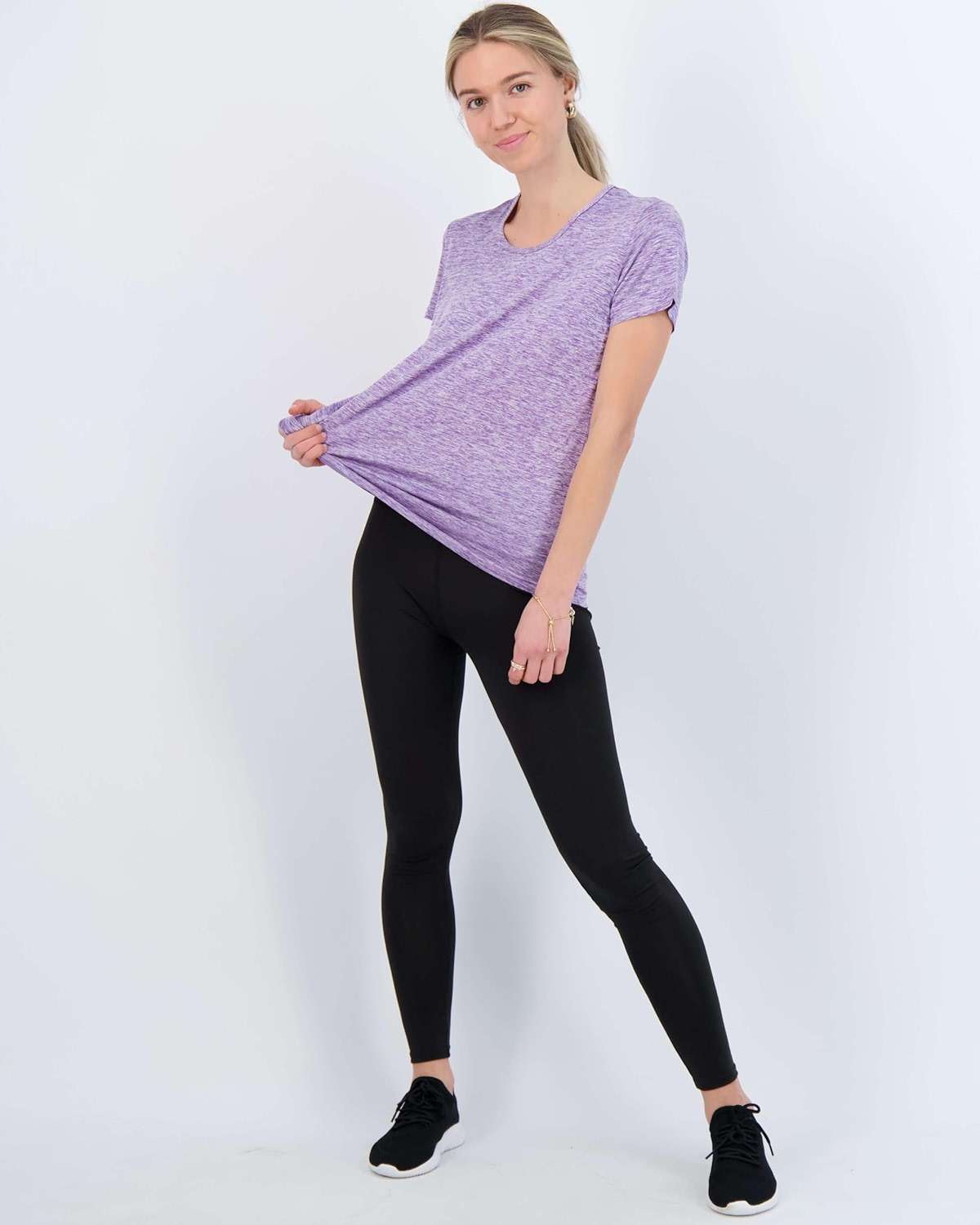 Real Essentials 5 Pack: Women's Short Sleeve T-Shirts Workout Tops Fitness Pilates Gym Activewear Athletic (Plus Available) - Image 7
