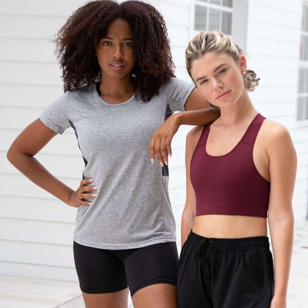 Real Essentials 5 Pack: Women's Short Sleeve T-Shirts Workout Tops Fitness Pilates Gym Activewear Athletic (Plus Available) - Image 8