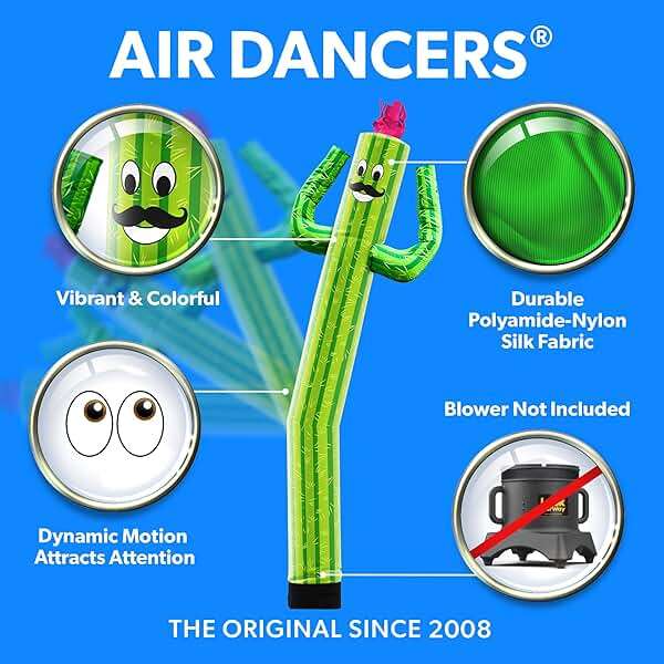 LookOurWay Air Dancers Inflatable Tube Man Attachment - 10 Feet Tall Wacky Waving Inflatable Dancing Tube Guy for Business Promotion - Blower Not Included - Character Themed - Cactus - Image 4