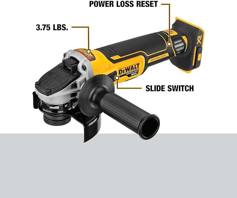 DEWALT 20V MAX* XR Angle Grinder with Kickback Brake, Slide Switch, 4-1/2-Inch, Tool Only (DCG405B) - Image 5