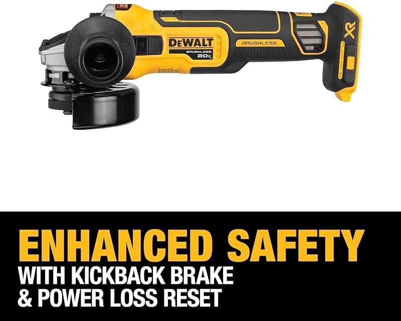 DEWALT 20V MAX* XR Angle Grinder with Kickback Brake, Slide Switch, 4-1/2-Inch, Tool Only (DCG405B) - Image 7