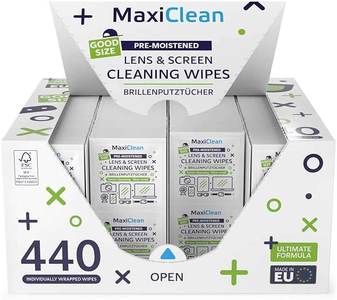 MAXI CLEAN 440 Pack Lens Wipes for Eyeglasses Pre-Moistened, Individually Wrapped Streak-Free Cleaning for Glasses & Laptop Screens, Glasses Cleaner Wipe Bulk 5.5 x 4.7 Inch, Sunglasses & Phone Wipe - Image 8