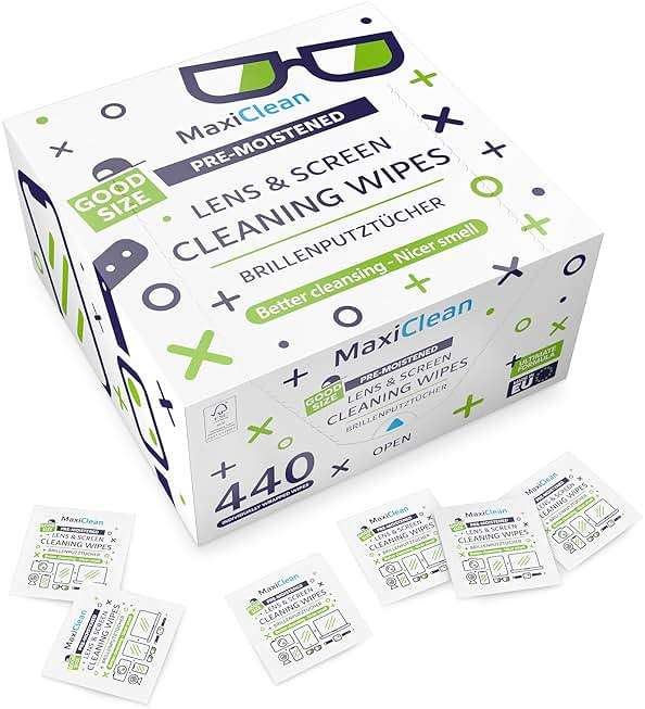 MAXI CLEAN 440 Pack Lens Wipes for Eyeglasses Pre-Moistened, Individually Wrapped Streak-Free Cleaning for Glasses & Laptop Screens, Glasses Cleaner Wipe Bulk 5.5 x 4.7 Inch, Sunglasses & Phone Wipe - Image 9