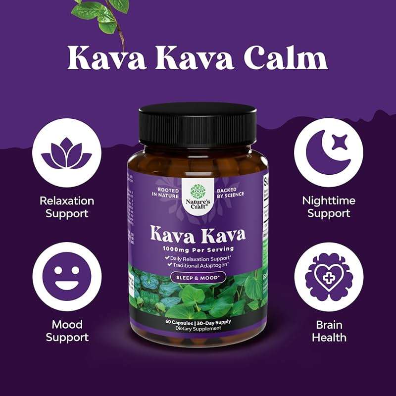 Kava Kava Root Extract Supplement 1000mg per Serving - Fast Acting Herbal Support for Balanced Mood - Relax Calming Capsules for Stress Support & Better Sleep - 60 Count - Image 3