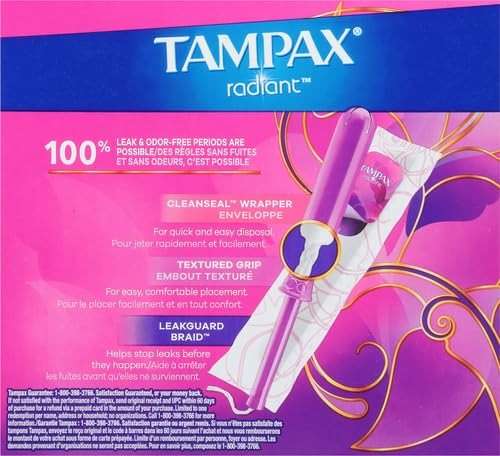 Tampax Radiant Tampons Trio Pack Regular/Super/Super Plus Absorbency, Unscented, 28 Count - Image 3