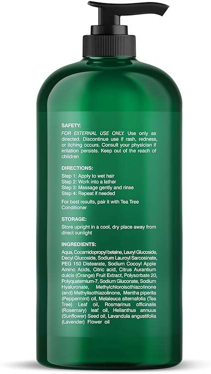Botanic Hearth Tea Tree Shampoo, Vitamin C, Peppermint, Lavender and Rosemary Oil, Fights Dandruff and Dry Scalp, 16 fl oz - Image 2