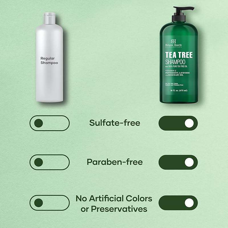 Botanic Hearth Tea Tree Shampoo, Vitamin C, Peppermint, Lavender and Rosemary Oil, Fights Dandruff and Dry Scalp, 16 fl oz - Image 5