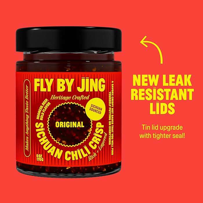 FLYBYJING Original Sichuan Chili Crisp: Premium Chili Oil w/Crunchy Garlic and Shallots - Spicy, Savory, Vegan, Sugar Free Hot Sauce - Good on Noodles, Proteins, Veggies & Everything, 6oz (Pack of 1) - Image 5