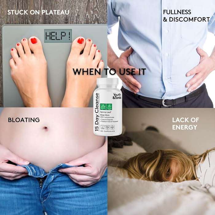 Youth & Tonic Water Pills Weight Loss for Women + 15 Day Cleanse Detox 2pk | Water Retention + Colon Cleanse & Gut Cleanser, Belly Bloat & Occasional Constipation Relief, Body Detox Pills for Men, 90ct - Image 3