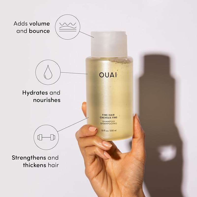 OUAI Fine Hair Shampoo - Volumizing Shampoo for Fine, Flat Strands - Made with Biotin, Keratin & Chia Seed Oil - Strengthens, Nourishes & Thickens - Color-Safe & Sulfate Free Hair Care (10 Fl oz) - Image 2