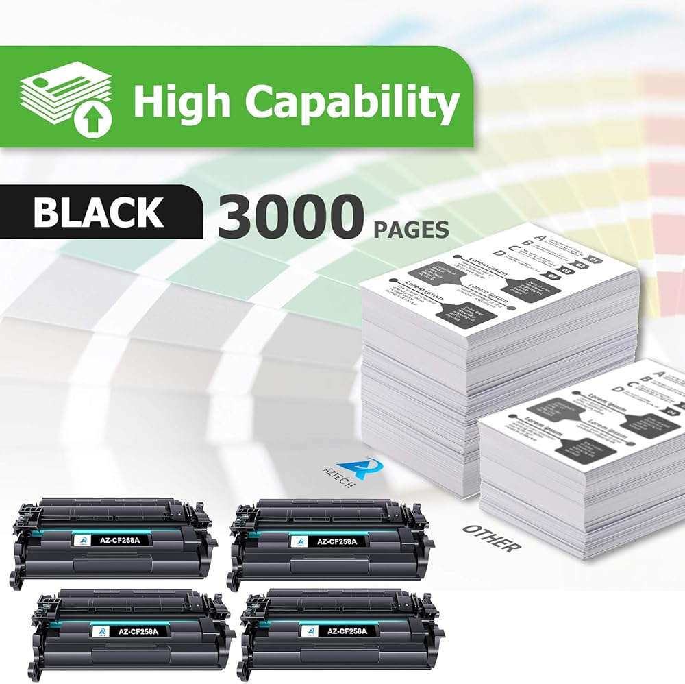 Aztech Compatible Toner Cartridge Replacement for HP 58A CF258A 58X CF258X LaserJet Pro M404n M404dn MFP M428fdw M428dw M428fdn Printer (Black 4-Pack) - Image 2