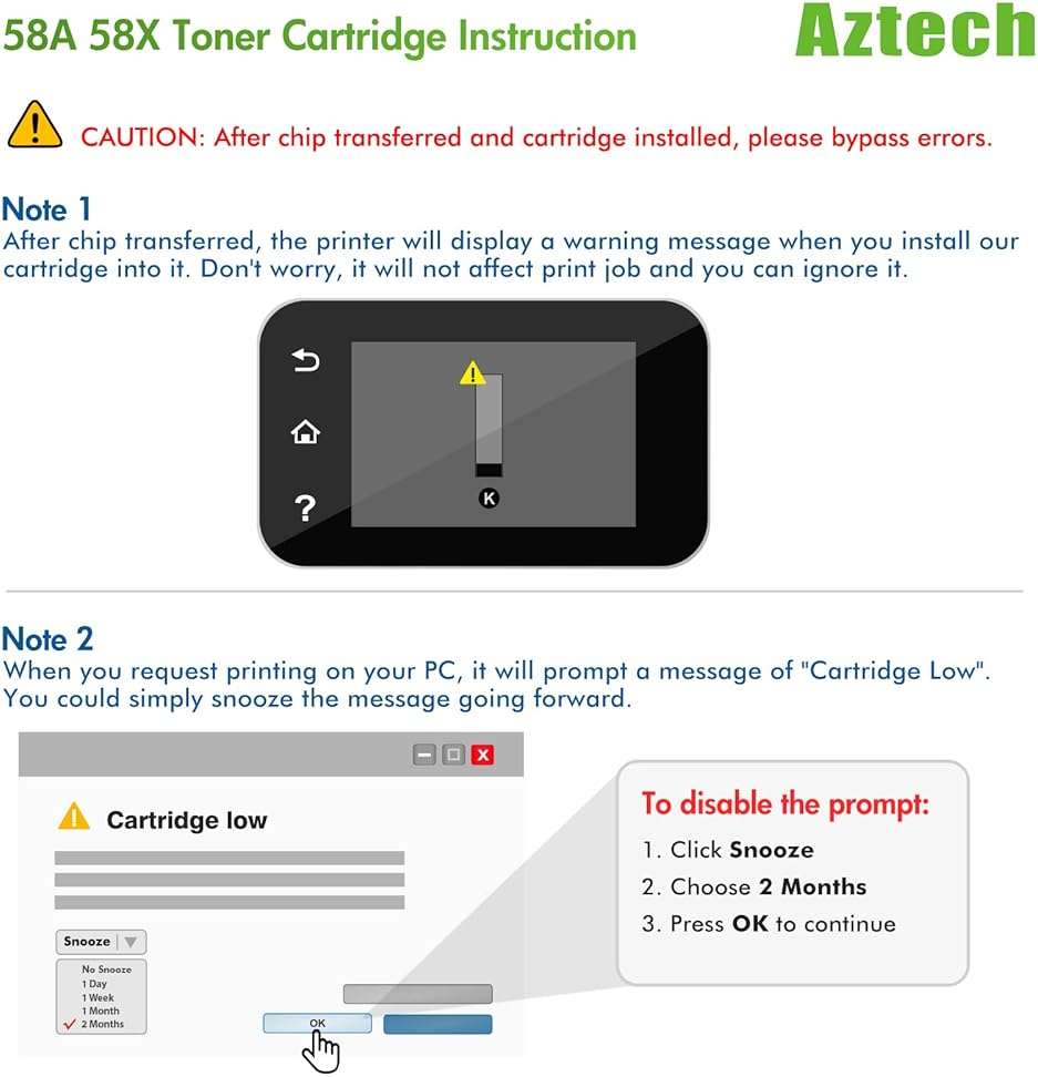 Aztech Compatible Toner Cartridge Replacement for HP 58A CF258A 58X CF258X LaserJet Pro M404n M404dn MFP M428fdw M428dw M428fdn Printer (Black 4-Pack) - Image 6