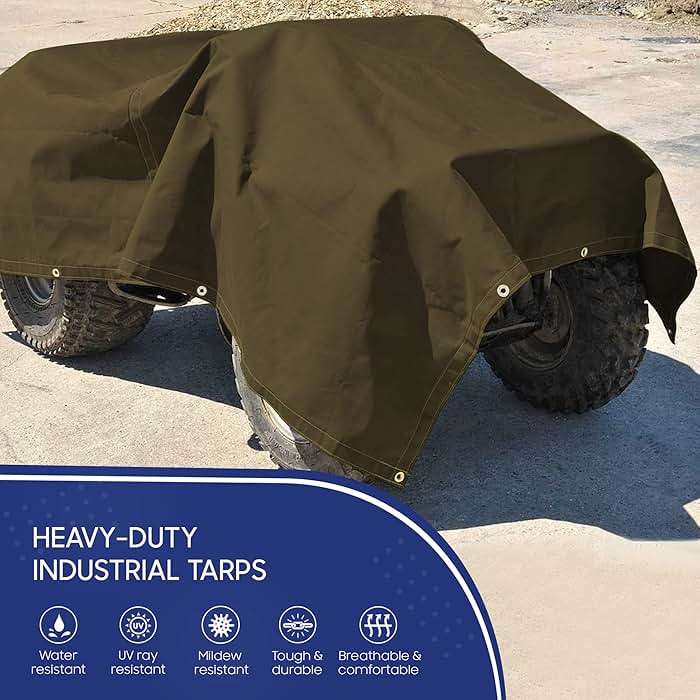 Tarps Now 20x20 ft Heavy Duty Canvas Tarp, 41 Mil, 18 Oz Industrial Grade Fabric with Stainless Steel Grommets, Reinforced Edges, Waxed Canvas Drop Cloth for Outdoors, Automotive, Construction & More - Image 2