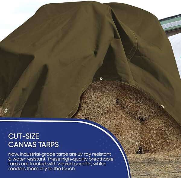 Tarps Now 20x20 ft Heavy Duty Canvas Tarp, 41 Mil, 18 Oz Industrial Grade Fabric with Stainless Steel Grommets, Reinforced Edges, Waxed Canvas Drop Cloth for Outdoors, Automotive, Construction & More - Image 3