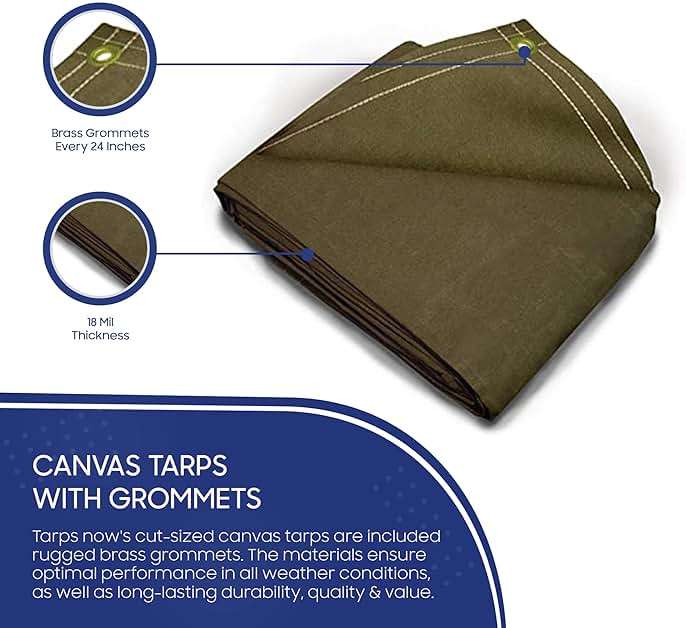 Tarps Now 20x20 ft Heavy Duty Canvas Tarp, 41 Mil, 18 Oz Industrial Grade Fabric with Stainless Steel Grommets, Reinforced Edges, Waxed Canvas Drop Cloth for Outdoors, Automotive, Construction & More - Image 4