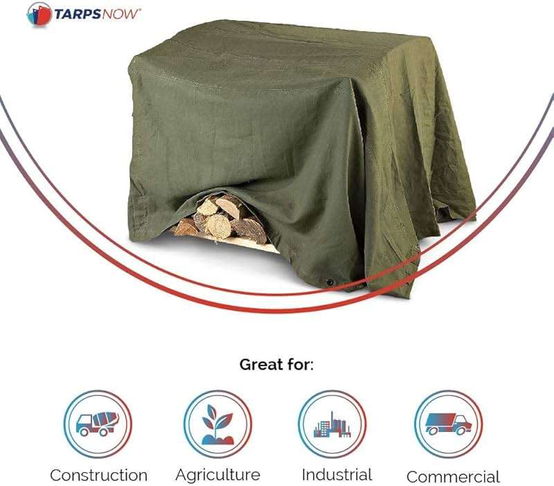 Tarps Now 20x20 ft Heavy Duty Canvas Tarp, 41 Mil, 18 Oz Industrial Grade Fabric with Stainless Steel Grommets, Reinforced Edges, Waxed Canvas Drop Cloth for Outdoors, Automotive, Construction & More - Image 7