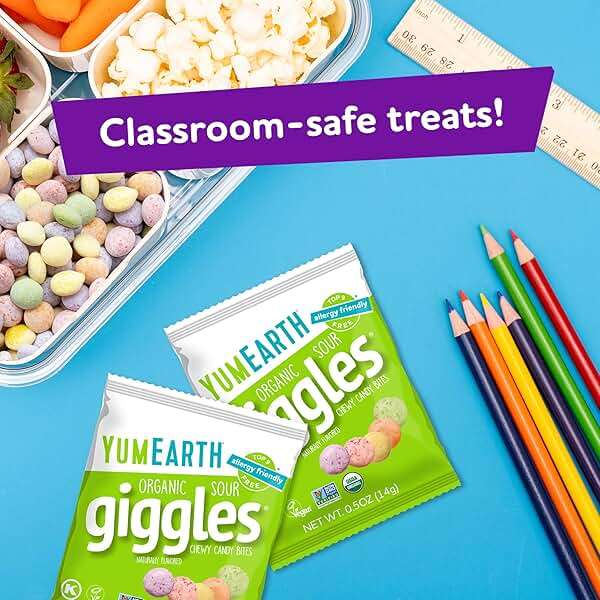 YumEarth Organic Sour Giggles Chewy Candy - Allergy Friendly (Top 9 Free), No Artificial Dyes, Non GMO, Gluten Free, Vegan - Individually Wrapped Sour Snack Packs - 0.5 Ounce (Pack of 10) - Image 6