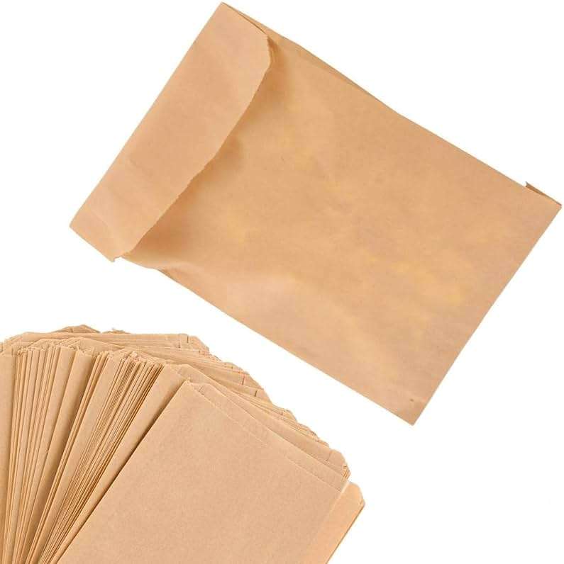 Paper Sandwich Bags Kraft Brown (200 Pack), Commercially Compostable Food Grade Unbleached Kraft Paper for Bakery, Cookies, Treats, Snacks, Sandwiches - Image 1