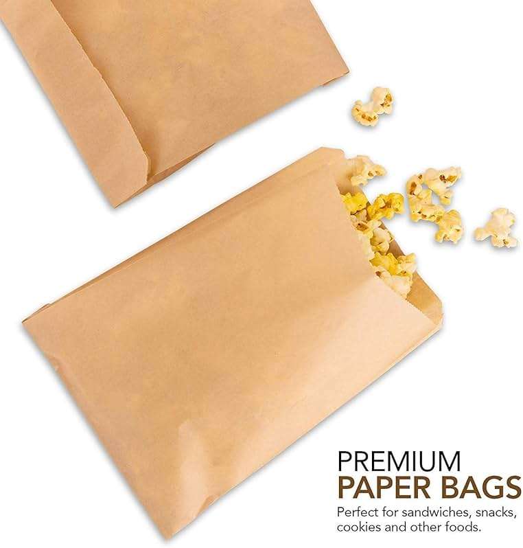 Paper Sandwich Bags Kraft Brown (200 Pack), Commercially Compostable Food Grade Unbleached Kraft Paper for Bakery, Cookies, Treats, Snacks, Sandwiches - Image 3