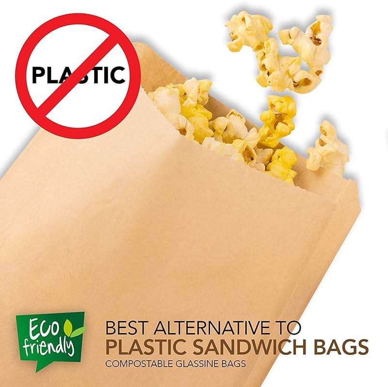 Paper Sandwich Bags Kraft Brown (200 Pack), Commercially Compostable Food Grade Unbleached Kraft Paper for Bakery, Cookies, Treats, Snacks, Sandwiches - Image 5
