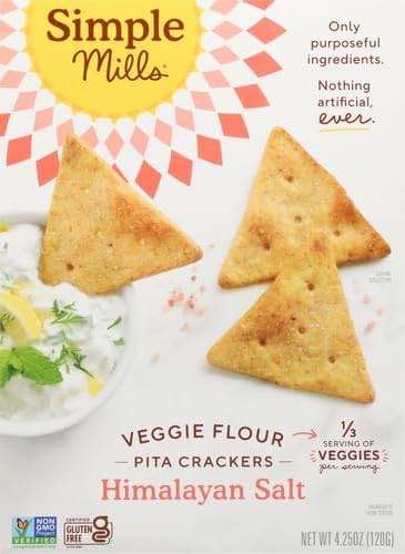 Simple Mills Veggie Pita Crackers, Himalayan Salt - Gluten Free, Vegan, Healthy Snacks, Paleo Friendly, 4.25 Ounce (Pack of 1) - Image 4