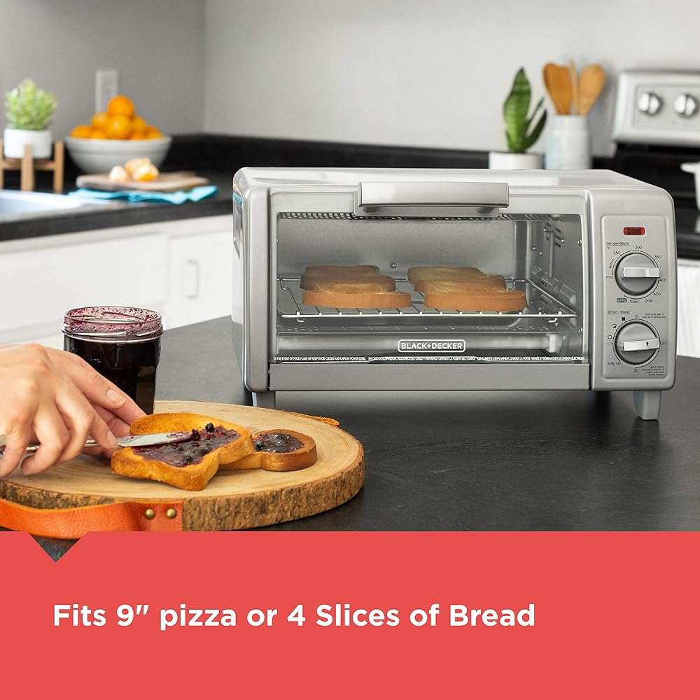 BLACK+DECKER 1150 Watts Crisp N Bake Countertop Small Air Fryer 4 Slice Toaster Pizza Oven Broiler with Timer and 5 Heat Functions, Gray - Image 6