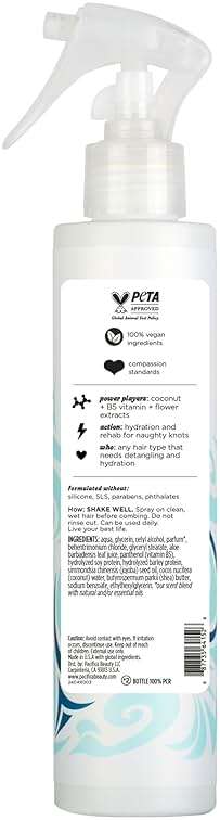 Pacifica Coconut Milk Hair Detangler Spray – Leave-In Conditioning Elixir for Tangle-Free Hair – Instantly Detangles Knots, Adds Shine & Moisture, Prevents Breakage & Frizz – Vegan & Cruelty-Free | Vegan - Image 13