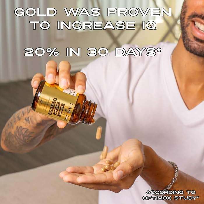 I Am Joy co. Ormus Shilajit Lion's Mane - Ultimate Brain Power! Monoatomic 24k Gold - The Only Blend of Its Kind for Energy, Memory, & Focus - 60 Vegan Capsules - Image 3
