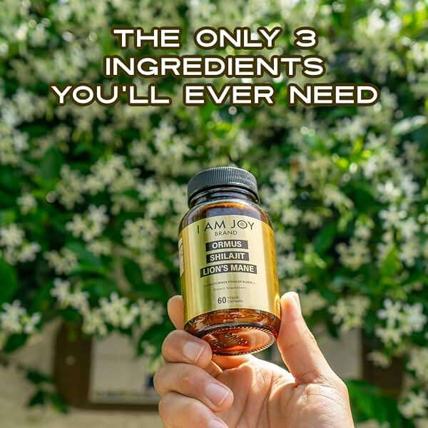 I Am Joy co. Ormus Shilajit Lion's Mane - Ultimate Brain Power! Monoatomic 24k Gold - The Only Blend of Its Kind for Energy, Memory, & Focus - 60 Vegan Capsules - Image 5