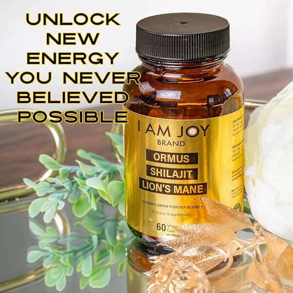 I Am Joy co. Ormus Shilajit Lion's Mane - Ultimate Brain Power! Monoatomic 24k Gold - The Only Blend of Its Kind for Energy, Memory, & Focus - 60 Vegan Capsules - Image 6