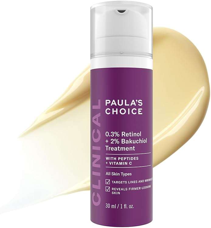 Paula's Choice CLINICAL 0.3% Retinol + 2% Bakuchiol Face Serum Treatment, Anti-Aging Serum for Face with Ceramides, Hylauronic Acid, Vitamin C & E, Deep Wrinkles & Fine Lines, Fragrance-Free, 1 oz - Image 1