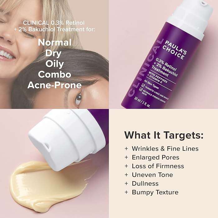 Paula's Choice CLINICAL 0.3% Retinol + 2% Bakuchiol Face Serum Treatment, Anti-Aging Serum for Face with Ceramides, Hylauronic Acid, Vitamin C & E, Deep Wrinkles & Fine Lines, Fragrance-Free, 1 oz - Image 4