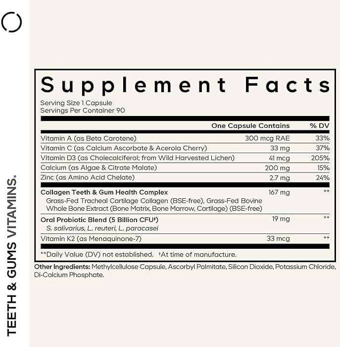 Codeage Teeth & Gums Vitamins + Oral Probiotics Supplement for Mouth - Whole Food Calcium, Collagen, Potassium, Vitamin C, D3, K2, Zinc – Oral Care & Dental Multivitamin Supplements - 90 Capsules - Image 2