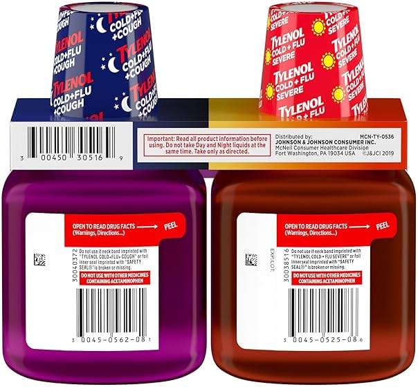 Tylenol Cold + Flu Severe Daytime & Nighttime Liquid Cough Medicine with Acetaminophen Pain Reliever & Fever Reducer, Nasal Decongestant & Antihistamine, Value Pack, 2 ct. of 8 fl. oz - Image 9