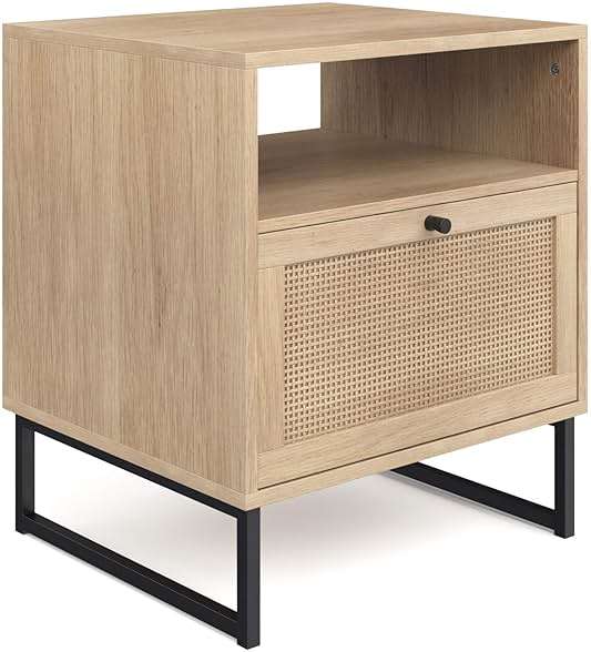 Nathan James Mina Rattan Wood End Side Accent Table Nightstand with Storage for Living Room or Bedroom, 1, Oak/Black - Image 8