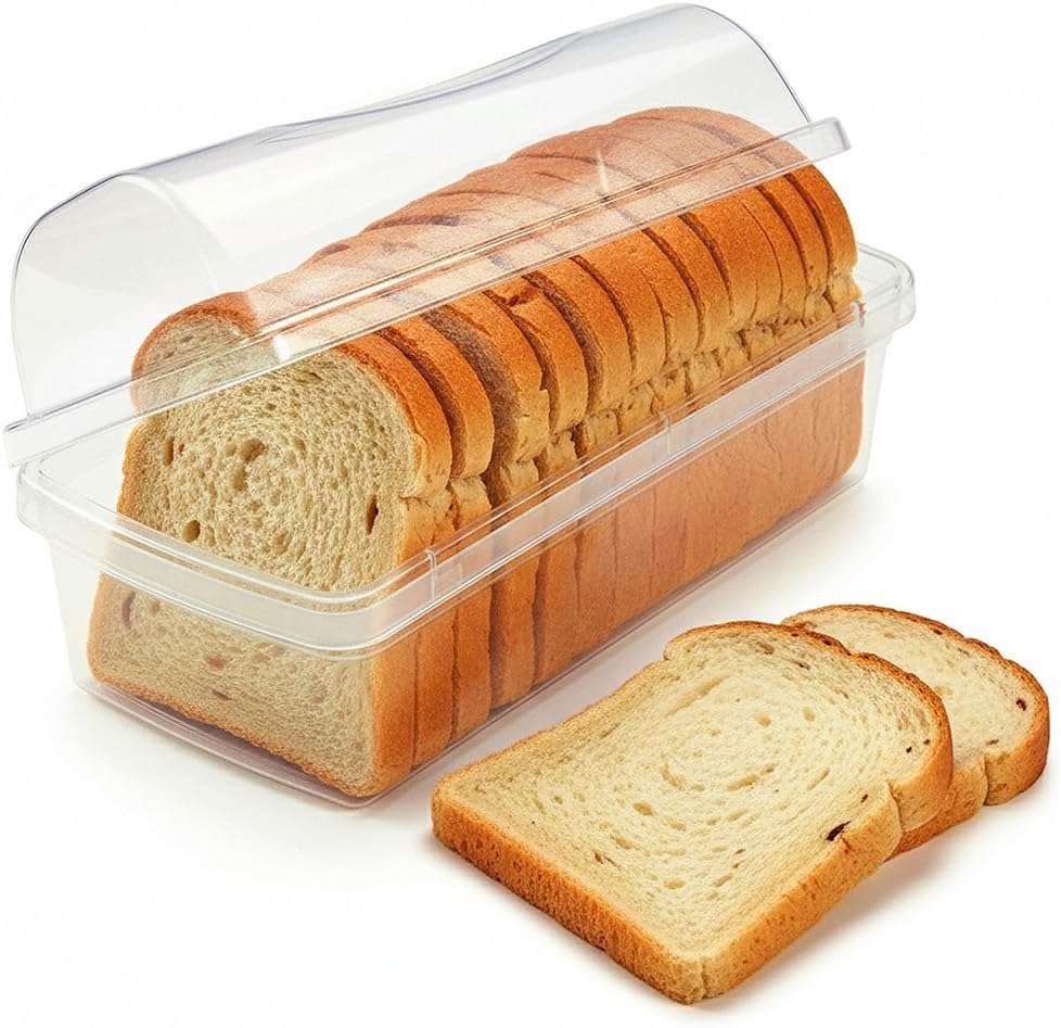 Kitchen Discovery Plastic Bread Box Container Preserve Bread Up To 5 Days and Keep Flavor and Freshness - Bread Box Plastic Storage - Image 1