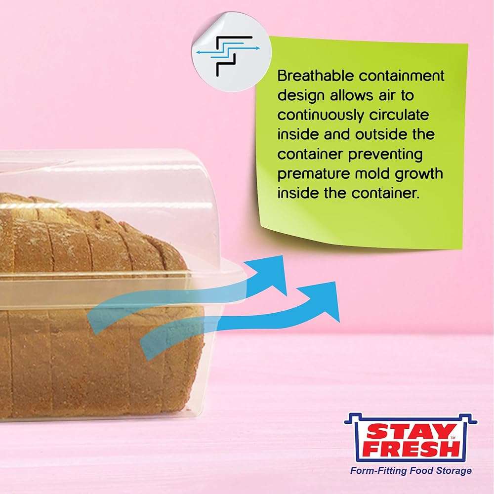 Kitchen Discovery Plastic Bread Box Container Preserve Bread Up To 5 Days and Keep Flavor and Freshness - Bread Box Plastic Storage - Image 4