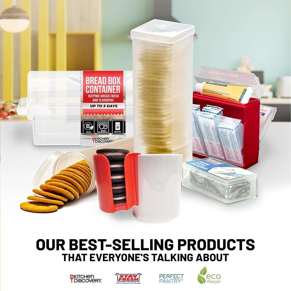 Kitchen Discovery Plastic Bread Box Container Preserve Bread Up To 5 Days and Keep Flavor and Freshness - Bread Box Plastic Storage - Image 6