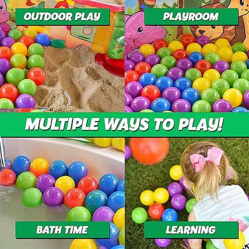 Sunny Days Entertainment 200 Premium Crush-Resistant Play Balls for Ball Pits – Non-Toxic, BPA & Phthalate Free – Vibrant Assorted Colors with Zippered Storage Bag (2.5" Diameter) - Image 5