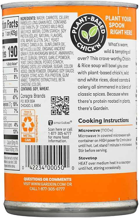 Gardein Plant-Based Chick'n & Rice Soup, Vegan, 15 oz. - Image 4