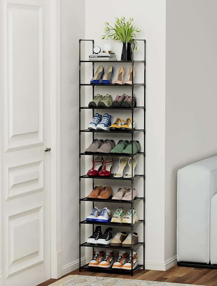 FIDUCIAL HOME 10 Tiers Shoe Rack 20-25 Pairs Sturdy Shoe Shelf - Image 2
