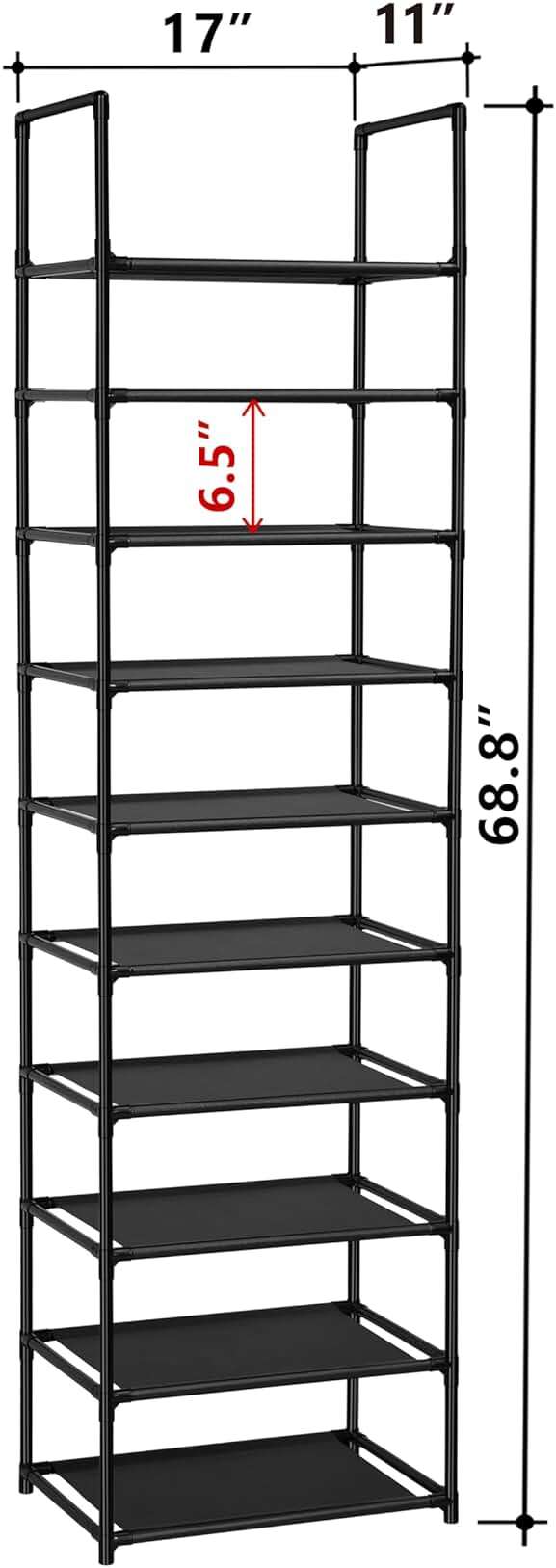 FIDUCIAL HOME 10 Tiers Shoe Rack 20-25 Pairs Sturdy Shoe Shelf - Image 3