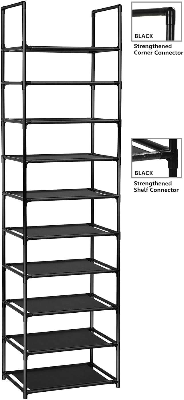 FIDUCIAL HOME 10 Tiers Shoe Rack 20-25 Pairs Sturdy Shoe Shelf - Image 6