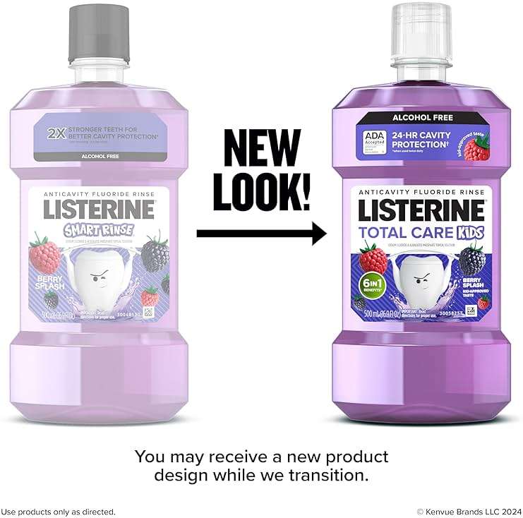 Listerine Total Care Kids Mouthwash, ADA Accepted, Alcohol-Free Anticavity Fluoride Mouthwash, Children's Mouthwash for Cavity Protection and Fresh Breath, Berry Flavor, 500 mL - Image 3