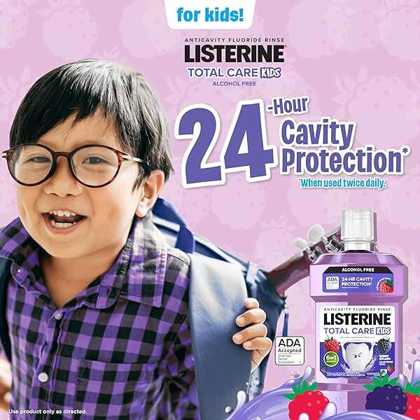 Listerine Total Care Kids Mouthwash, ADA Accepted, Alcohol-Free Anticavity Fluoride Mouthwash, Children's Mouthwash for Cavity Protection and Fresh Breath, Berry Flavor, 500 mL - Image 4