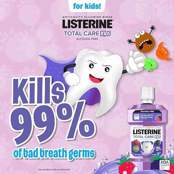 Listerine Total Care Kids Mouthwash, ADA Accepted, Alcohol-Free Anticavity Fluoride Mouthwash, Children's Mouthwash for Cavity Protection and Fresh Breath, Berry Flavor, 500 mL - Image 6